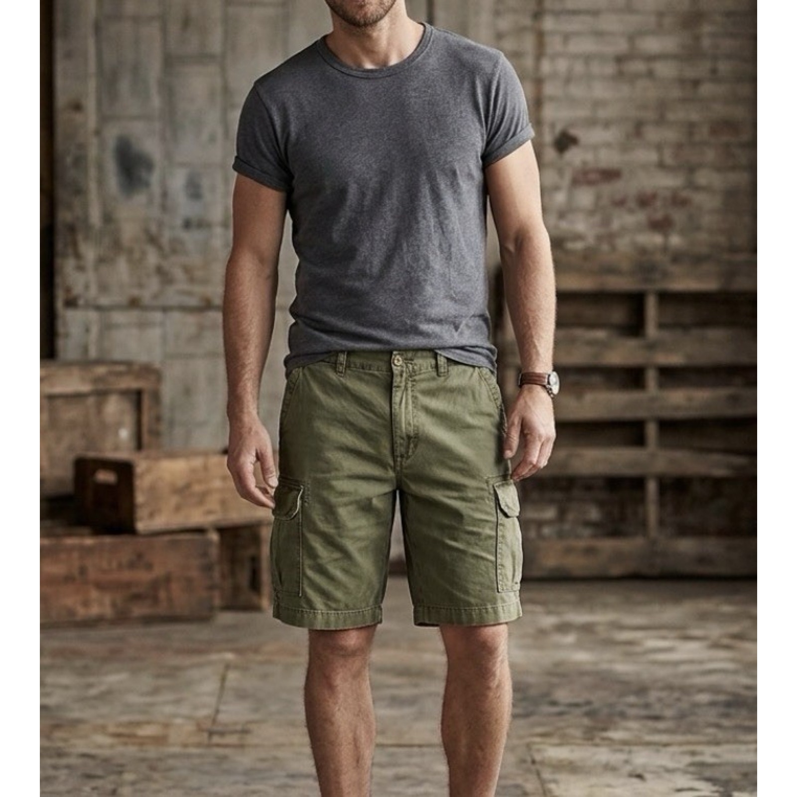 Y2k Tommy Hilfiger Shorts Men 36 Cargo Olive Green Military Utility Canvas Vtg